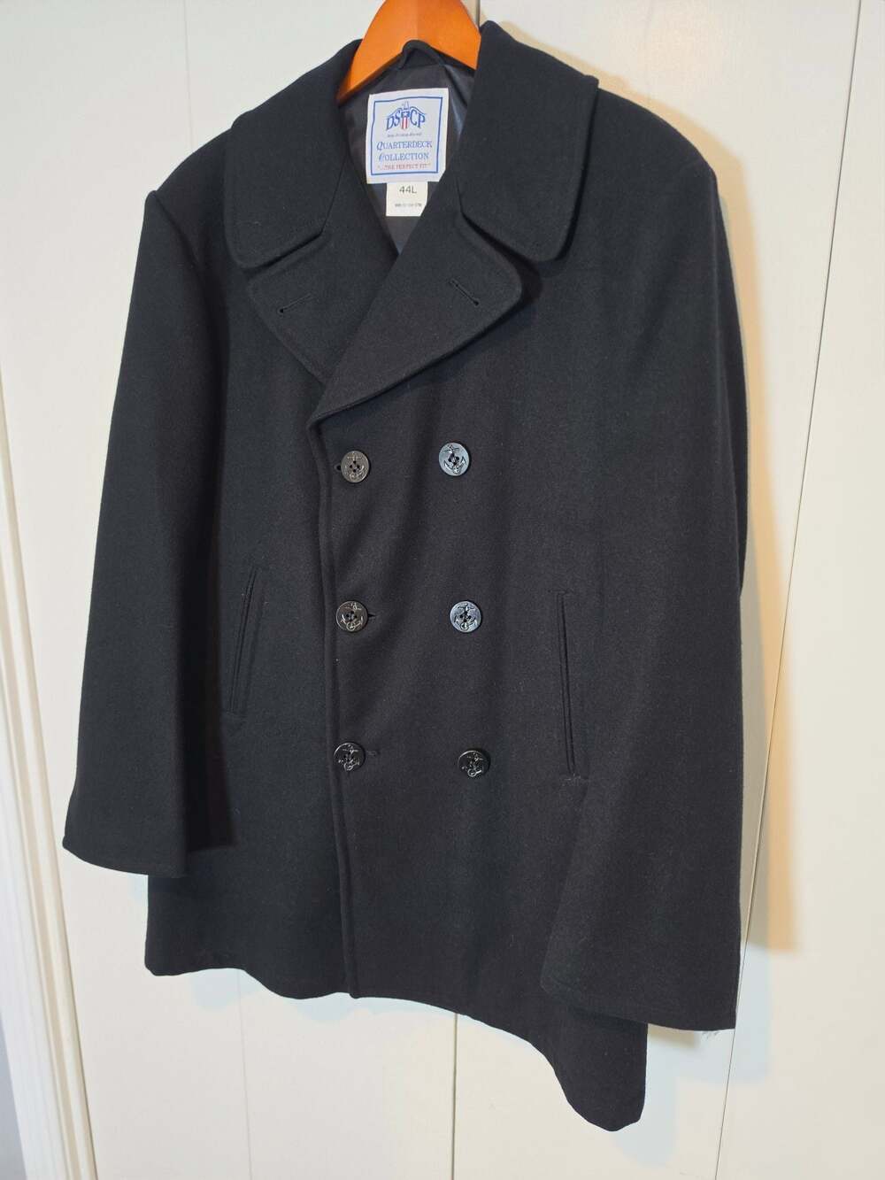 DSCP Quarterdeck Collection US Navy Wool Peacoat Black Size 44L